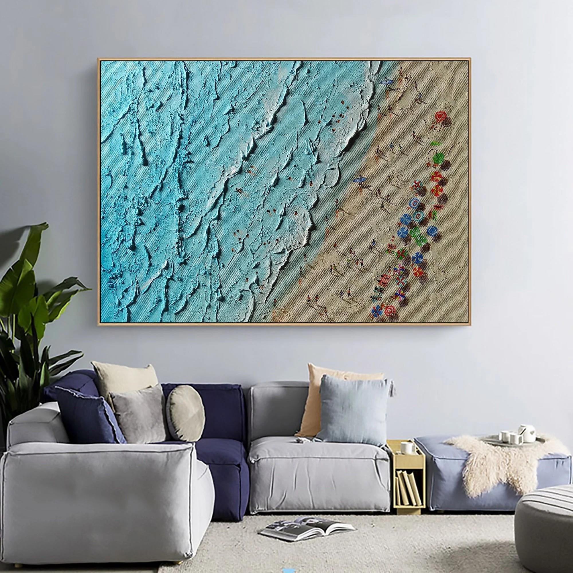 Summer Seaside Wellen von Palettenmesser Wandkunst Minimalismusus Textur Ölgemälde